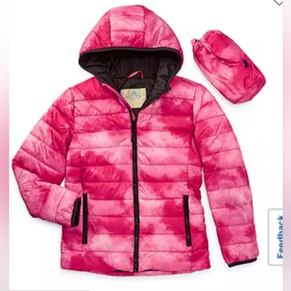 Girls pink tie-die coat